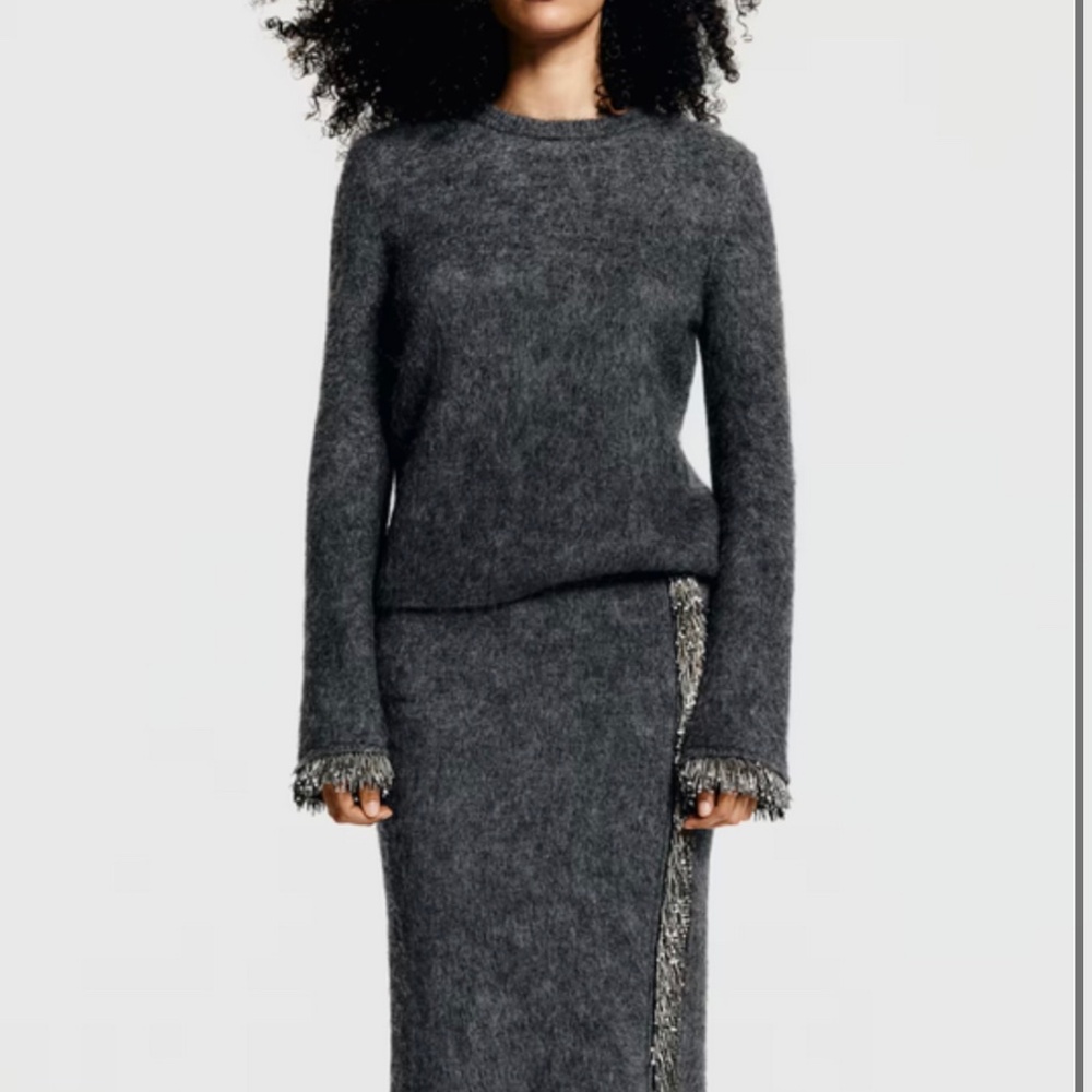 H&M Edition Beaded Detail Dark Grey sweater gone viral — new with tags’ xs